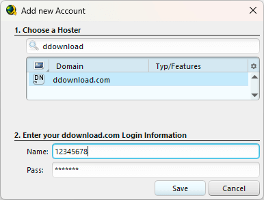 ddownload Premium Account in Jdownloader